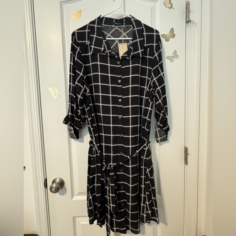 Doe and Rae black and white plaid dress size 1x